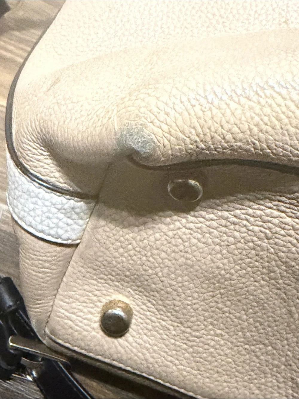 Coach Two-Tone Pebble Leather Shoulder Bag - Beige and Black